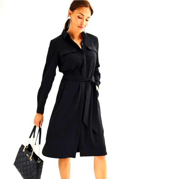 NINE WEST Elegant Black Shirt Dress SIZE S 40 X53 INCH. - Picture 1 of 6